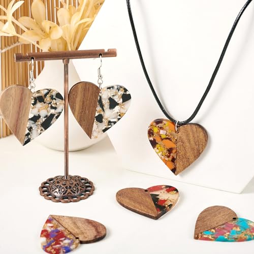 Pendentifs en résine et bois pour fabrication de bijoux forme losange et triangle - 2