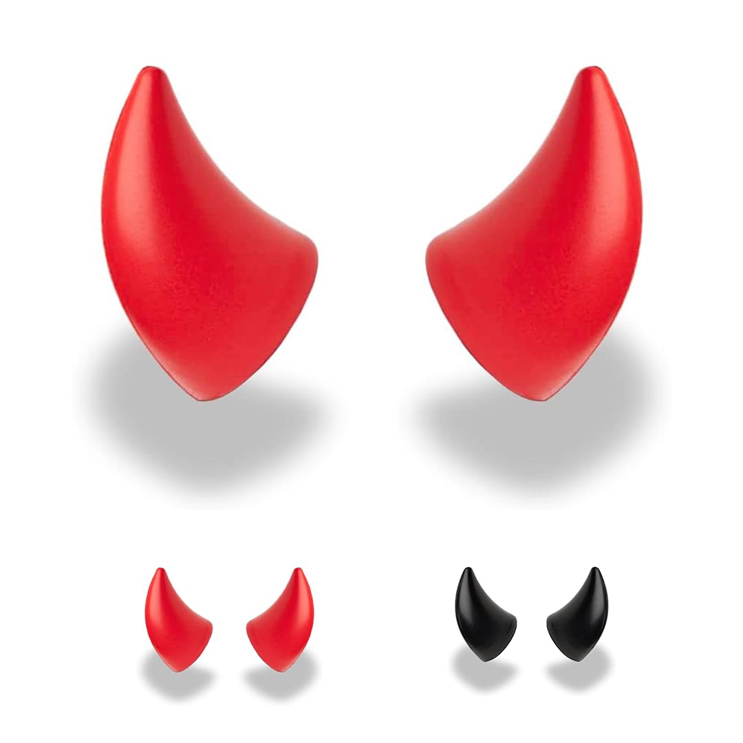 Helmet Flair Softeez Devil Horns for Helmet | Made in USA | Foam Helmet Accessory for Bike Helmet, Ski Helmet & Airsoft Helmet | Peel & Stick | Pair (Helmet Not Included)