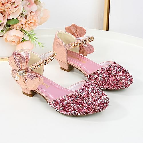 Little Girls Pretty Glitter Dress Sandals Low Heels Party Wedding Flower Girls Pumps Shoe for Kid Toddler2