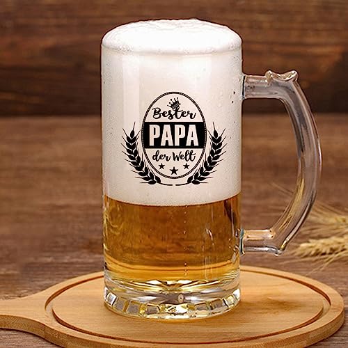 Bester PAPA der Welt Bierkrug Bierglas (0 5 liter) im Geschenkbox Ruhestand Geschenk Bier Geschenke für Männer Geschenk für PAPA zum Vatertagsgeschenk Geburtstag Jahrestag Vatertag Weihnachten