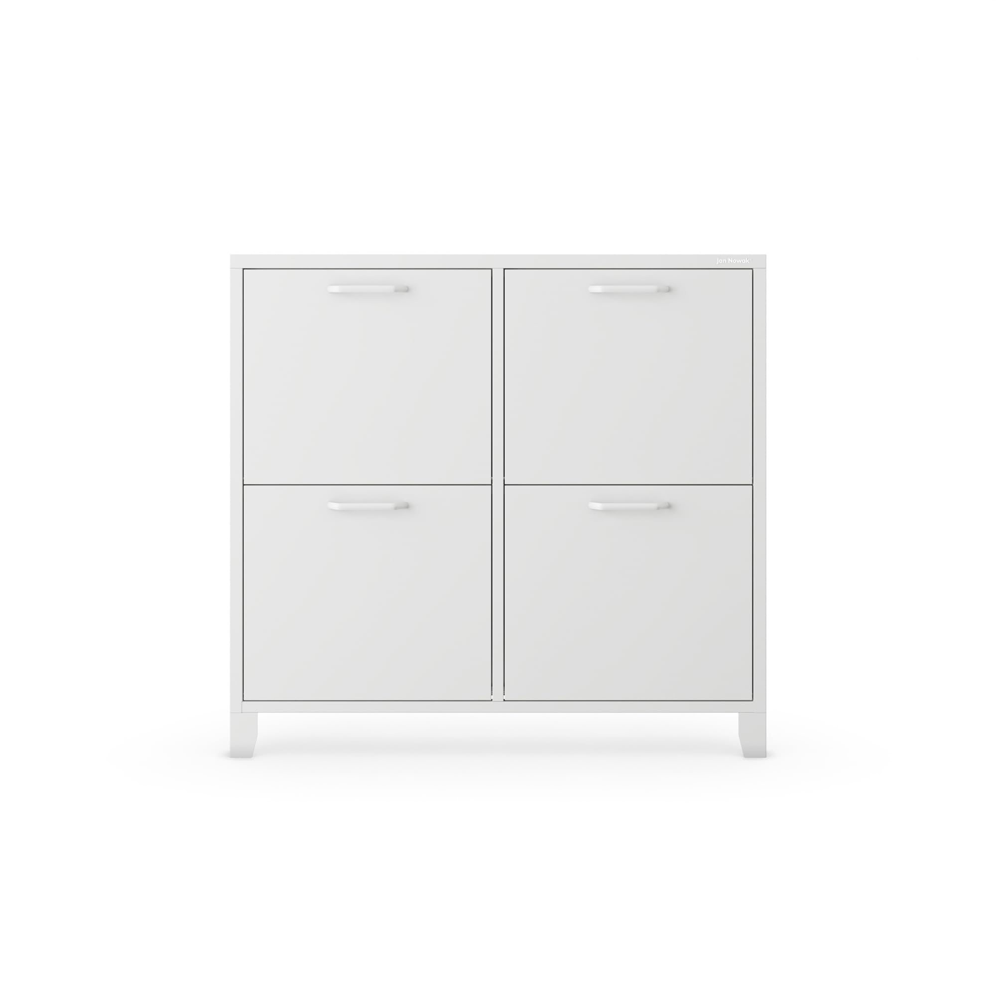 JAN NOWAK Wąska Metalowa Szafka Na Buty SHIRLEY | Na Nóżkach 4 Komory Pojemna Stabilna Nowoczesna Loftowa Minimalistyczna | 960 x 900 x 170 mm (Biały)