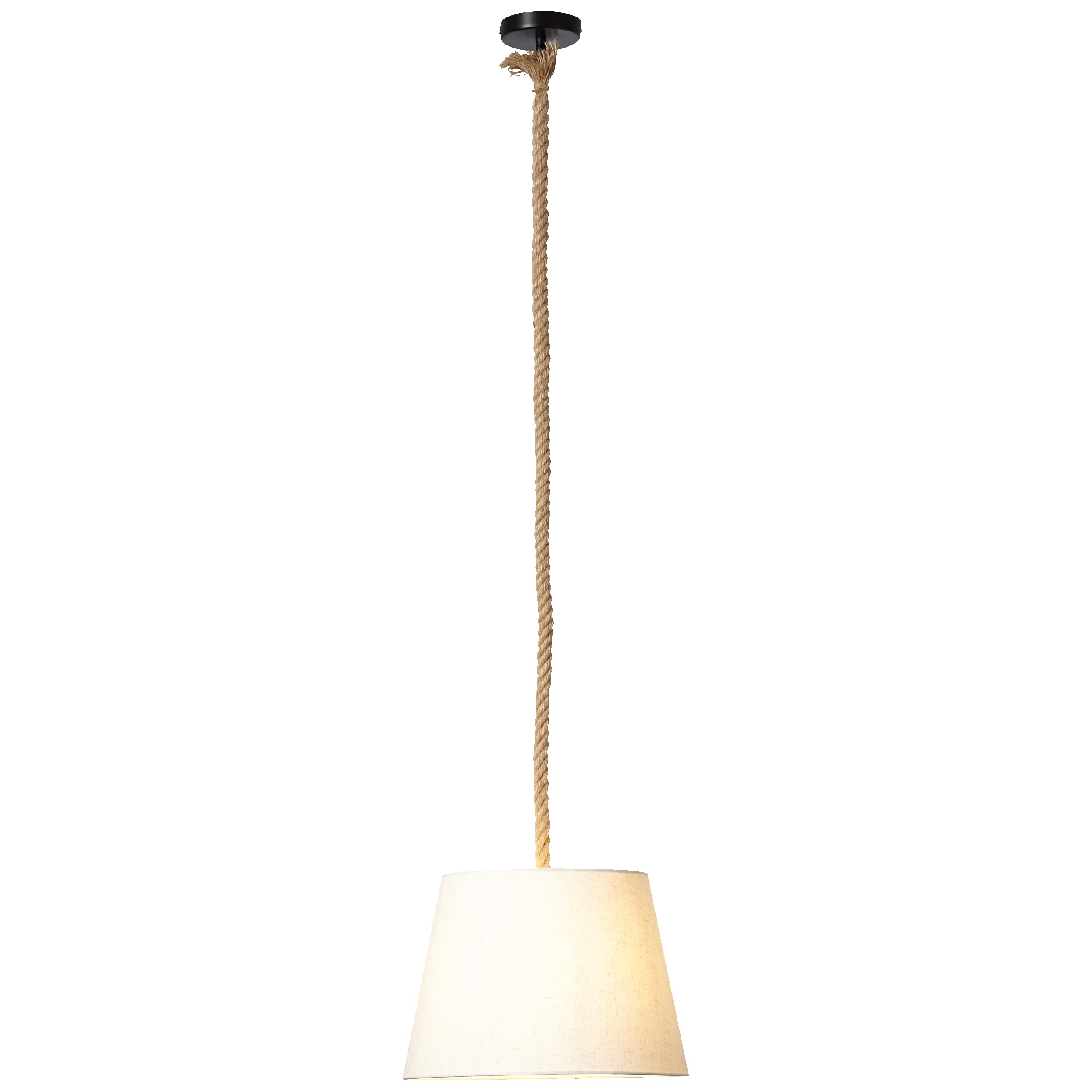 Lightbox Boho Hängelampe mit Stoffschirm & Seil-Kabel - natürliche Pendelleuchte Ø 35 cm - Lampe für Esstisch, Wohnzimmer & Schlafzimmer - E27 Fassung exkl. LED