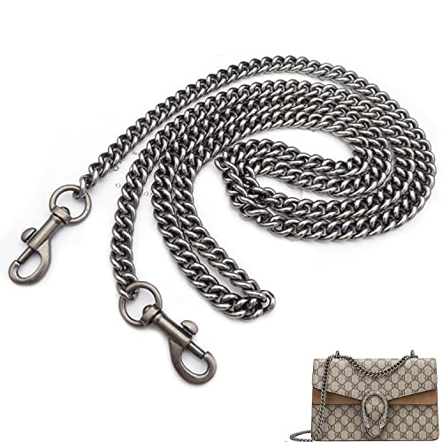 BuLuHAHA Cadena para bolso, cadena de bolso de diseño clásico plateado, cadena de repuesto para bolso con correa para el hombro, 116 cm, correa de cadena de repuesto Cover