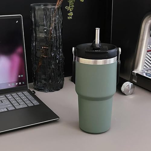 真空断熱タンブラー 600ml/900ml ストロー付き ステンレスボトル 蓋付き 取っ手付き 大容量 水筒 ストロー直飲み サーモス タンブラー 二重構造 保温保冷 ドリンクカップ 持ち運び 広口 水筒 こぼれない 直飲 魔法瓶 再利用可能 耐久性 女の