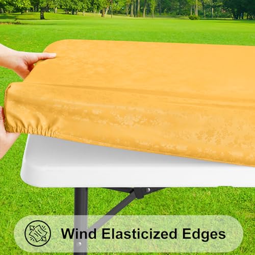 Image of Smiry Heavy Duty Vinyl Fitted Tablecloths for 8 Foot Rectangle Tables