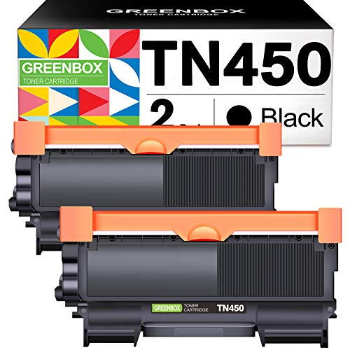 GREENBOX Compatible Toner Cartridge Replacement for Brother TN450 TN-450 TN420 TN-420 for Brother HL-2270DW HL-2280DW MFC-7360N MFC-7860DW DCP-7065DN HL-2240 FAX-2940 IntelliFax-2840 (2 Black)
