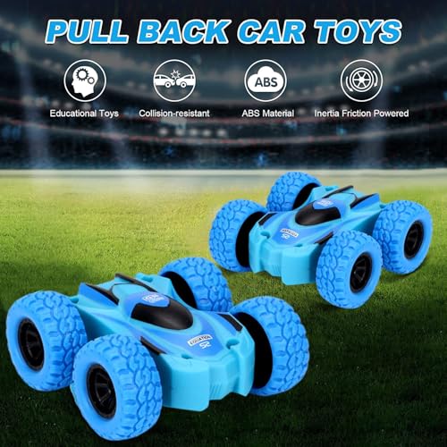 Yeefunjoy Monster Truck Spielzeugauto, 360 Grad Rotierende Trägheit Fahrzeug Spielzeugautos, Spielzeug Geschenk für Kinder Jungen Mädchen ab 3 4 5 6 7 8 9 10 Jahren (Blau)