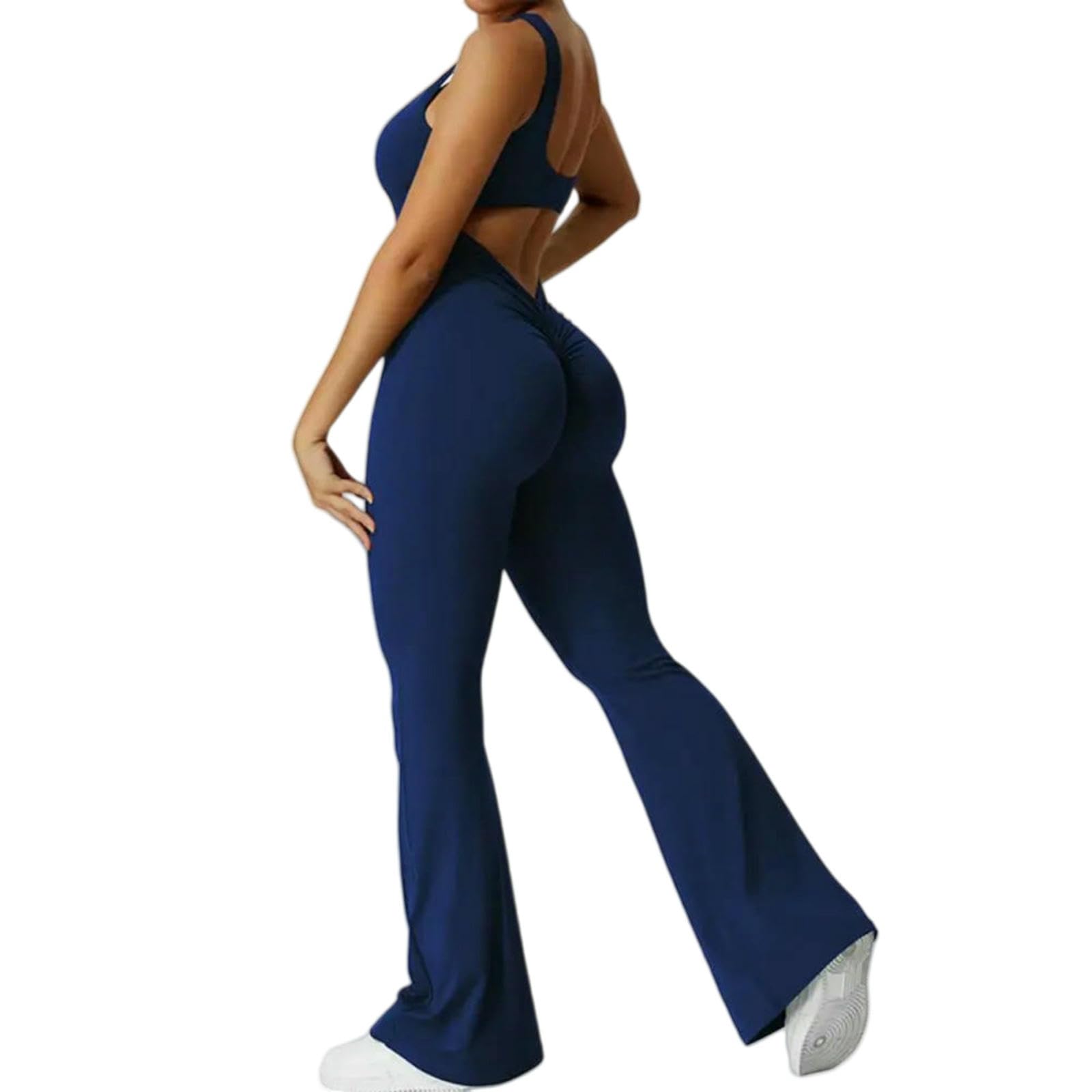 Shapewear zestaw do jogi dla kobiet, jednoczęściowy, bezszwowy kombinezon, trening, odzież sportowa, zestaw na siłownię, odzież treningowa, niebieski-XL