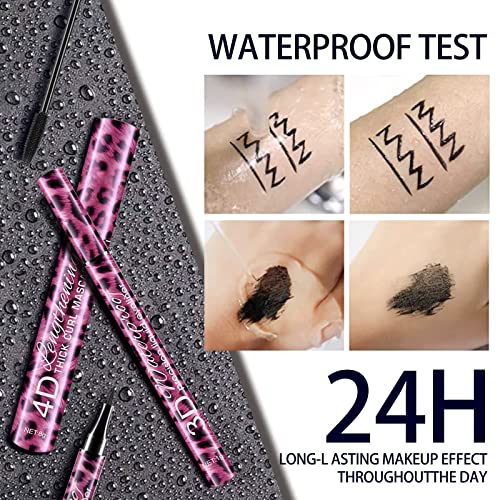 Mascara Black Liquid Eyeliner Set,2Pcs Silk Fiber Mascara Black Volume and Length Waterproof Eyeliner,Long Lasting Eye Liner & Mascara for Eye Make-Up Sweatproof & Smudgeproof (Leopard Print) - Image 6