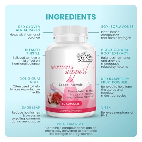 Image of Mila Miamor Women's Support - Hormone Regulator with Natural Ingredients - Estrogen Support for Women - Supplement for Hormone Balance, Menopause & Antioxidant - Made in USA - 60 Capsules