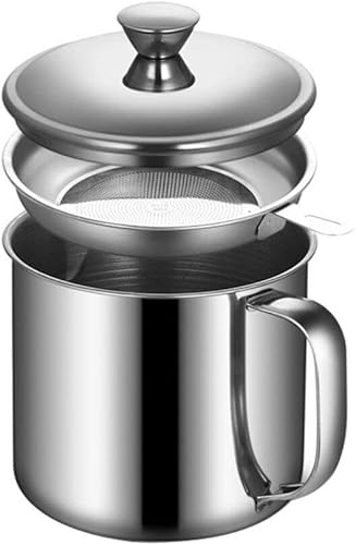 Recipiente de aceite de cocina con colador de aceite, recipiente de grasa con filtro de acero inoxidable, tanque de almacenamiento de aceite de 1.3