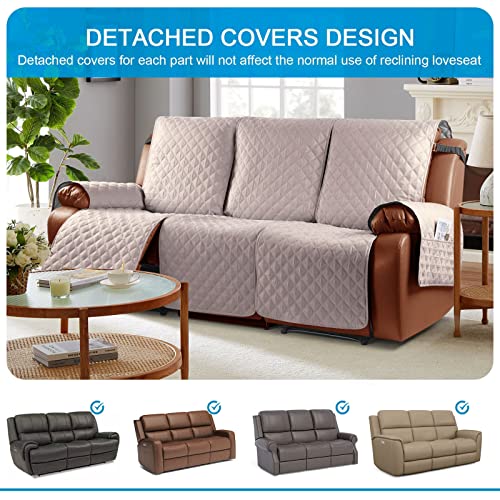 Image of TAOCOCO Recliner Couch Covers,3 Seater Recliner Covers,Waterproof Recliner Covers,Non Slip Recliner Sofa Covers,Reclining Chair Covers for Pets,Recliner Protector with Pockets(Beige,More Pink)