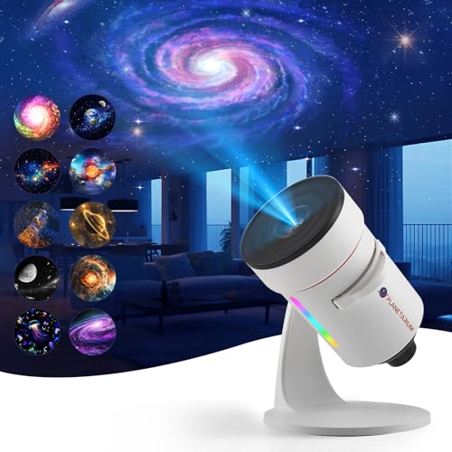 Trsaow Galaxy Projector,Star Projector Lens 10 Realistic Nebula Scenarios Room Lights 7-color gradient night light with Adjustable Knob and Timer for Kids Bedrooms Home Theaters
