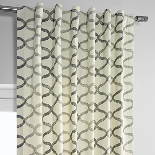 Image of HPD Half Price Drapes Modern Wavy Geometric Printed Luxury Cotton Curtains 84 Inches Long (1 Panel) Room Darkening Window Curtains for Bedroom & Living Room, 50W x 84L, Wavy Silver Grey