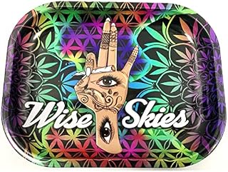 Wise Skies Metal Rolling Tray Smoking Accessories Characters Rolling Papers Rolling Tip Small (The Trippa - Small)