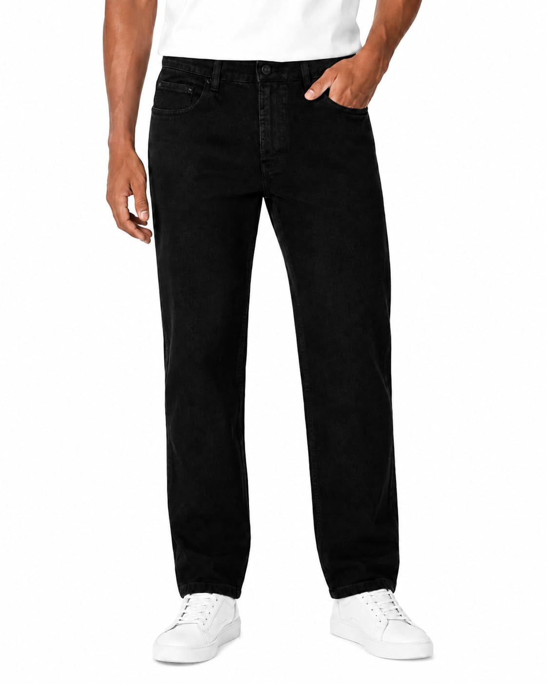 Men's Straight Fit Black Denim Jeans - Noir Core-picture-21