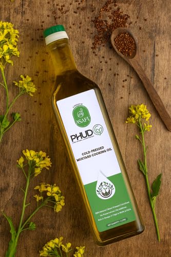 Image of PhudG Cold-Pressed Mustard Oil 500 Grams | Pure Kachi Ghani Mustard Oil in Premium Glass Bottle | Natural Cooking Oil with Rich Aroma | Pack of 3