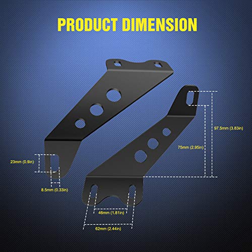 Image of Nilight 2PCS Hood Mounting Brackets for 20 inch LED Light Bar on Jeep Wrangler JK 2007-2017, 2 Years Warranty (90040B), Black