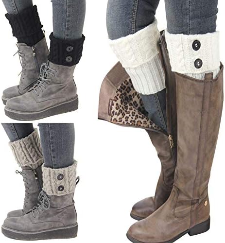 Bestjybt 3 Pairs Womens Short Boots Socks Crochet Knitted Boot Cuffs Leg Warmers Socks(Multicolored Y)