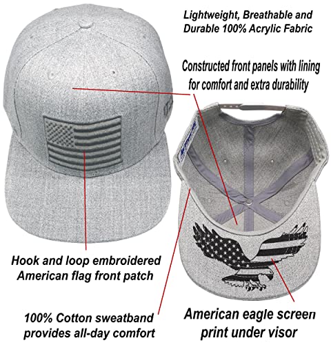 Image of Antourage American Flag Unisex Baseball Hat for Men and Women | USA Flag Mesh Snapback Flat Visor Cap + 2 Patriotic Patches