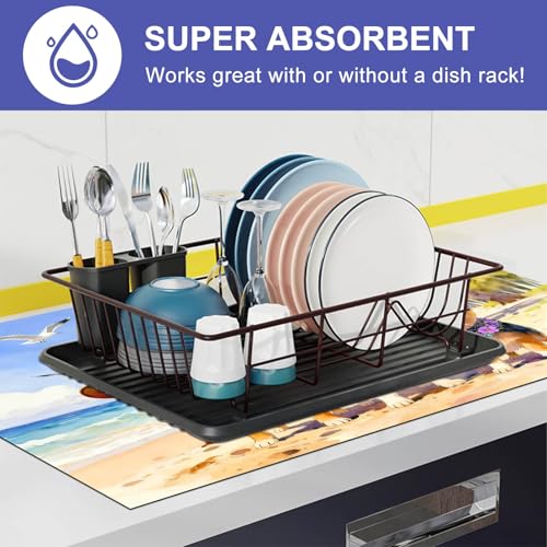 Image of HOMETITUTE Summer Stove Top Cover 28x20 Beach Dogs Heat Resistant Protector