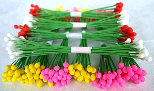 300 Stamen Pollen Flower Craft Artificial Scrapbook Floral Round Wire Stem Card 10 cm.