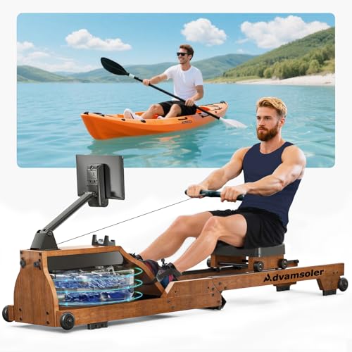Advamsoler Rudergerät für Zuhause, Wasser Rudergerät Hochwertiges Faltbares Wasserrudergerät aus Massivholz, mit Professionellem Bluetooth LCD-Monitor mit Tablet-Halter, Max 150kg Belastbar Advamsoler Rudergerät für Zuhause, Wasser Rudergerät Hochwertiges Faltbares Wasserrudergerät aus Massivholz, mit Professionellem Bluetooth LCD-Monitor mit Tablet-Halter, Max 150kg Belastbar