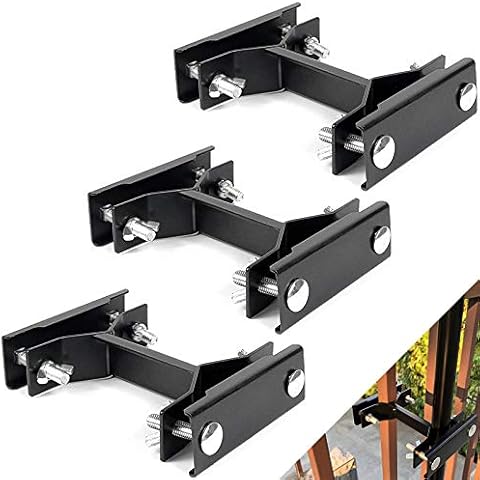Homydom Deck Umbrella Clamp Outdoor Universal Patio Umbrella/Torch Mount Holder Attaches to Railing Maximizing Patio Space, 3 Pack Black Cover