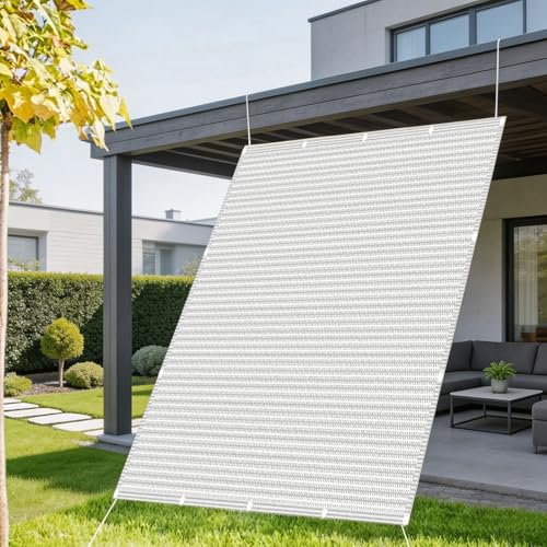 Filet d'ombrage 420 x 540 cm blanc résistant avec œillets pour jardin - 2