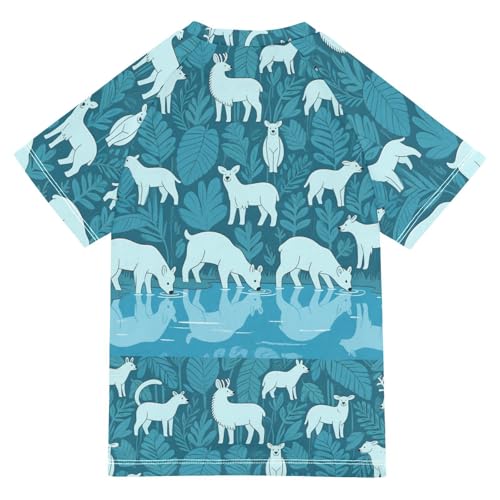 Jungle Animal Turquo Short Sleeve Girl Bathing Suit Kids Swimsuits for Girls Girls Rashguard for 3-12 Years Traje de bano para nino2