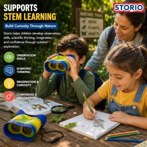 Image of Storio Binoculars for Toddlers & Kids | Educational Outdoor Exploration Toy for Boys & Girls Age 3+ | Safe, Lightweight & Shockproof Binoculars | Perfect Easter Basket Gift or Birthday Present