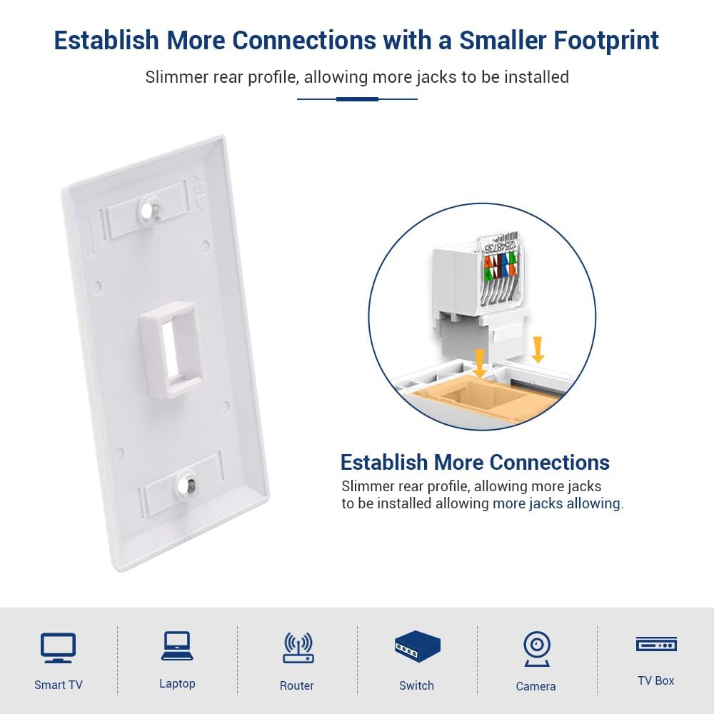 Lot de 25 prises Keystone Cat6 RJ45 sans outil, connecteurs RJ45 femelles, prise Keystone Ethernet, aucun outil de perforation nécessaire, coupleur de module (pas pour panneau de brassage