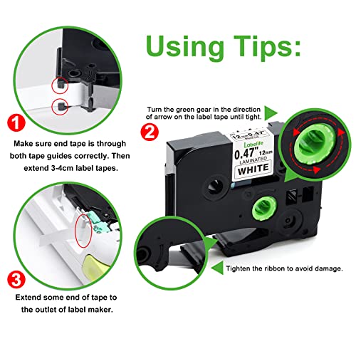 Labelife 6-Pack Label Maker Tape Replacement For Brother Tze231 Ptouch Tape Tze Label Tape 12Mm 0.47 Inch Laminated White Label Maker Tape Tze-231 For P Touch Pt-D210 Pth110 Pt-D220 Ptd600, 26.2 Feet #TOP6