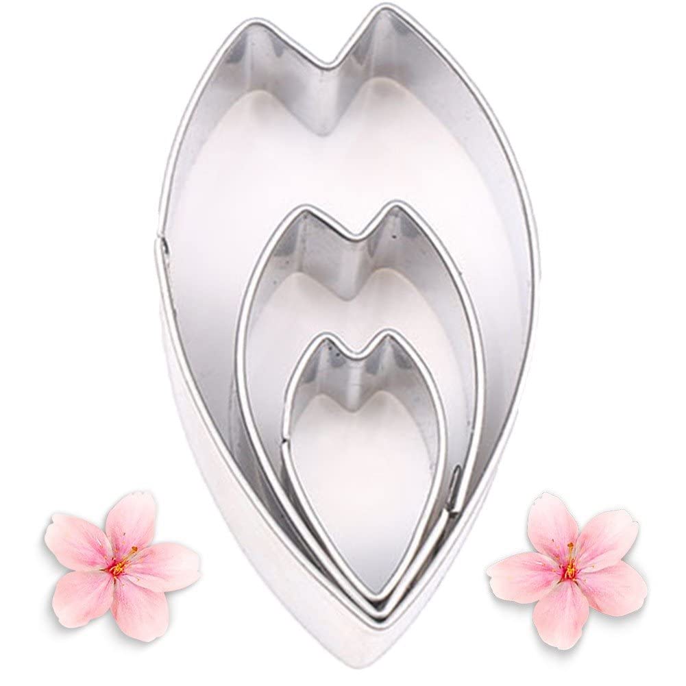 Lpitoy Style 2 3Pcs Cherry Blossoms Cutter Set Stainless Steel Flowers Petal Cookie Cutter Mold Pastry Heart Shape Baking Mould Cake Fondant Decorating Tools