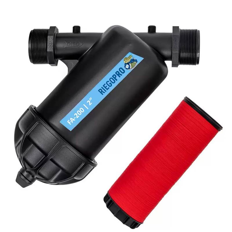 Riegopro Filtro de Anillas RIEGOPRO   para riego por goteo y sistemas de riego – alta capacidad de retención de partículas, fácil limpieza, ideal jardines y huertos (1 1/2