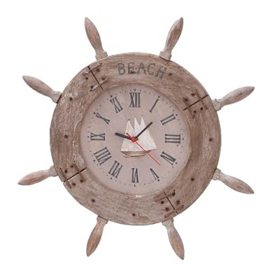 Deco 79 Wood Ship Wheel Clock Nautical Maritime Decor, 20-Inch 51zj7QkWvpL. SS400