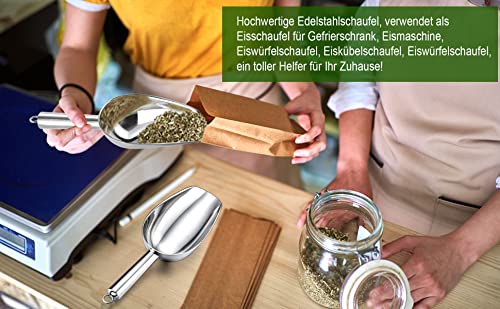 Eisschaufel 2er Set, Joyfair Edelstahl Abwiegeschaufel Mehlschaufel Futterschaufel Sackschaufel Abfüllschaufel für Küche/Bar/Buffet/Party/Garten, Vielseitig, Rostfrei & Spülmaschinenfest - 148ml - Image 8