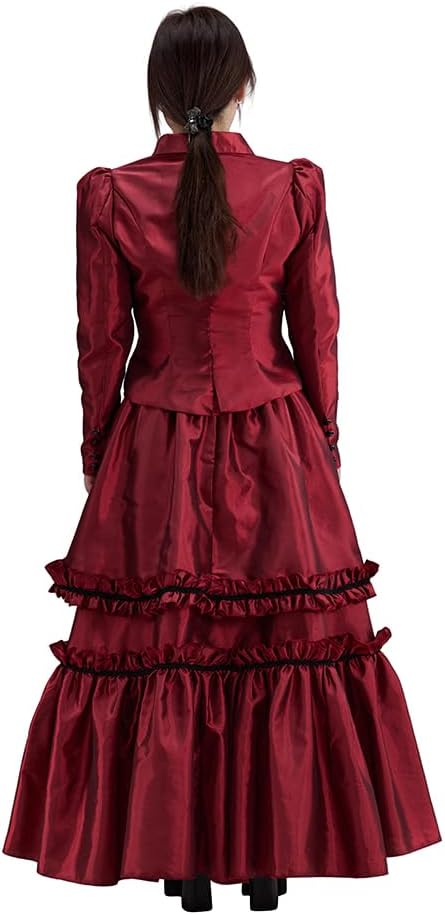 CosplayDiy Victorian Red Dress for Women Civil War Ball Gown Edwardian Dress Historical Costume