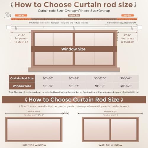 Wood Curtain Rods, 1'' Decorative Adjustable Rustic Farmhouse Drapery Rod, Heavy Duty Boho Curtain Pole for Windows 66 to 120 Inch with Imitation Wooden Grain Finials, (Light Wood/Unique Design)