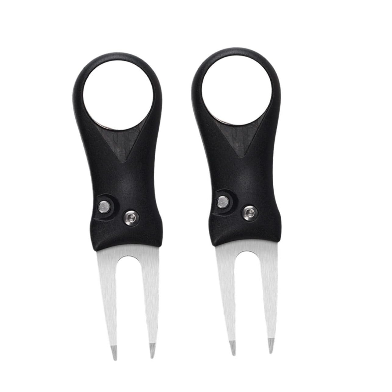 Sosoport 2pcs Abs Handle Golfs Divot Repair Tool with Stainless Steel Fork for Grass Restoration and Groove Cleaning Present for Golfers
