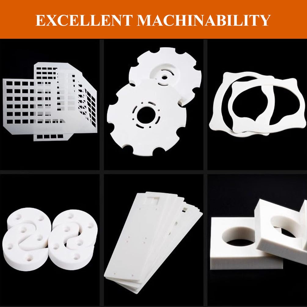 Blocco di Teflon Bianco, Lastra Quadrata in PTFE 100×100 Mm, Spessore 35–50 Mm Adatta per Applicazioni in Officine di Lavorazione Meccanica,100×100×50mm