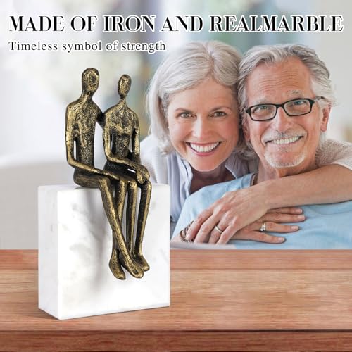 Marble and Together Iron Sculpture, Wedding Anniversary Couples Gift for Couple/Her, for Wife Husband Birthday, Romantic Couple Statue - Image 3