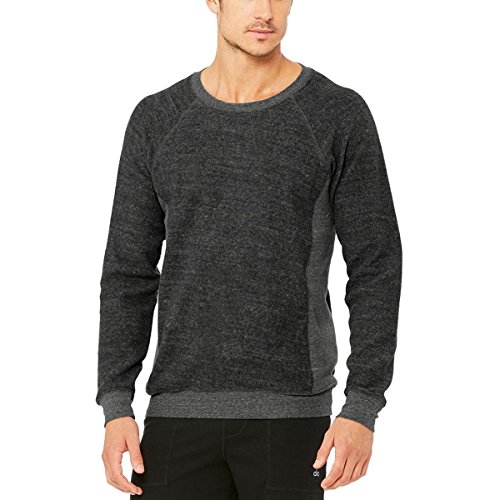 Alo Yoga Men's The Triumph Crwnck Swtshrt, Charcoal Black Triblend, Large