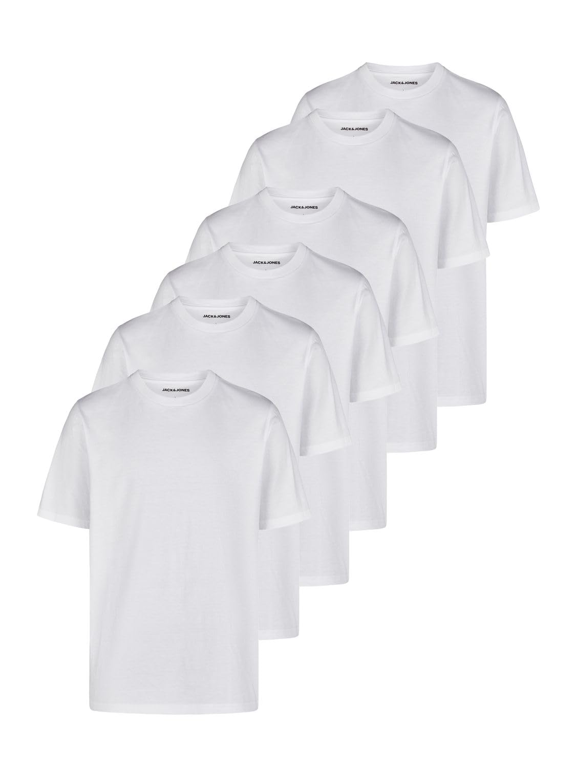 JACK & JONES Tshirt Herren Basic Regular Fit JACJEANS Crew Neck Tee 6er Set Pack Rundhals Kurzarm Sommer Tee Shirt Schwarz Weiß S M L XL XXL 3XL