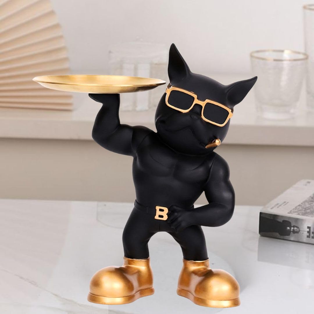 SATYAM KRAFT 1 Pc Bull Dog Showpiece for Home Decorative Scluputre Statue for Home Decor, Home Kitchen Table Decor, Bedroom,Figurines for Gifting,Office, Gifts Items (Black)