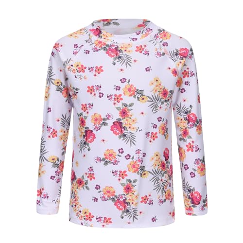 Image of Girls Long Sleeve Swim Shirt Rash Guard for Girls One Piece Bathing Suits with UPF 50+ Sun Protection 3-16 Years
