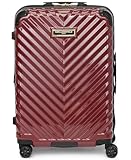 Karl Lagerfeld Paris Women's V-Stripe Upright Hardside Suitcase 24', Burgundy, One Size