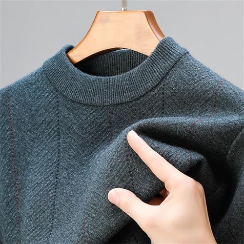 Men's Fashion Popular Winter Round Neck Sweater Winter Striped Warm Thick Knitted Pullover3