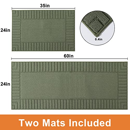 Beqhause YFQHHLT8371GN2460S Kitchen-Rugs-Non-Slip-Kitchen-Mats-For-Floor Machine Washable Kitchen Rugs 2 Pieces Kitchen Carpet Runner thumb #1