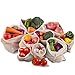 Produktbild Wiederverwendbar Gemüsebeutel,Roleadro 9er Set Baumwolle Stoff Obstbeutel mit Kordelzug Gewichtsangabe Gemüsenetze Waschbar Veggie Bag Eco Mehrweg Obst Beutel und Brotbeutel